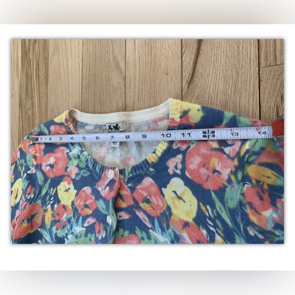 Womens L.L.Bean Sweater Cardigan Button Down Floral 100% Supima Cotton Size XS - Picture 6 of 9